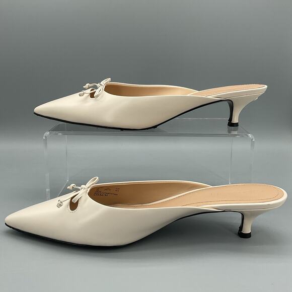 Coach Women’s Runway Leather Mules Chalk Size 10B - Picture 2 of 10